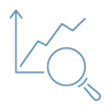 Icono análisis de datos en azul