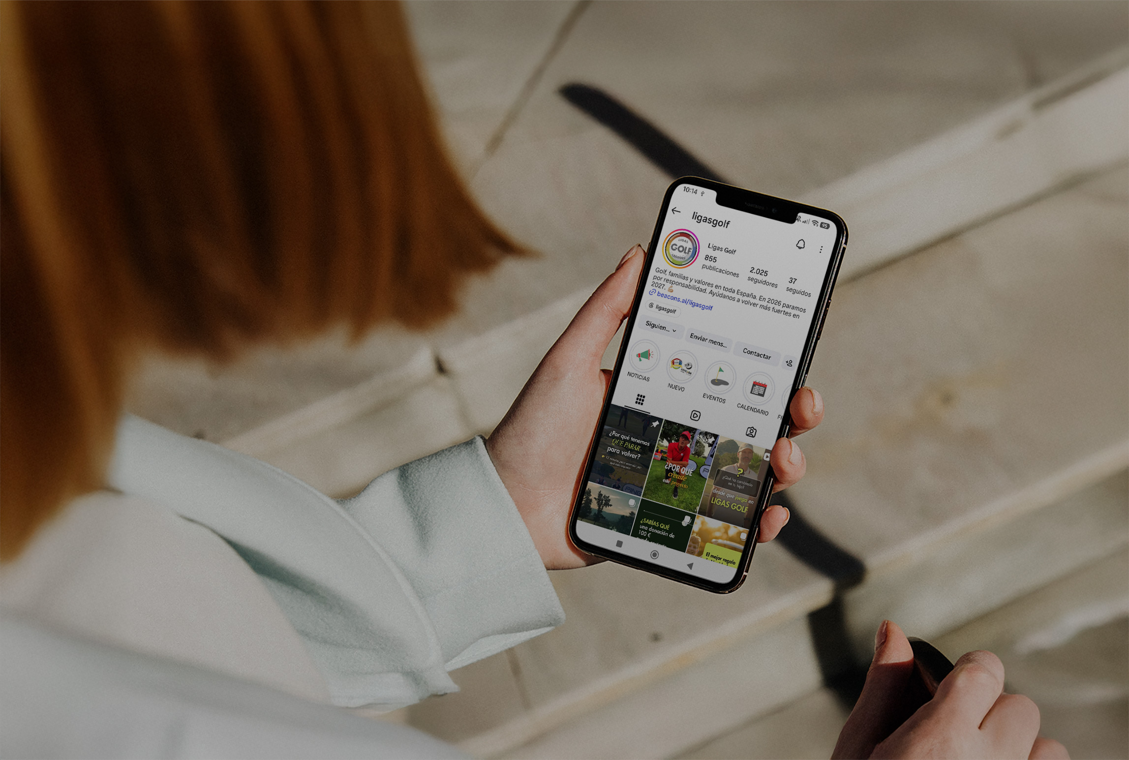 Visualización en un móvil del feed de Instagram de Ligas Golf
